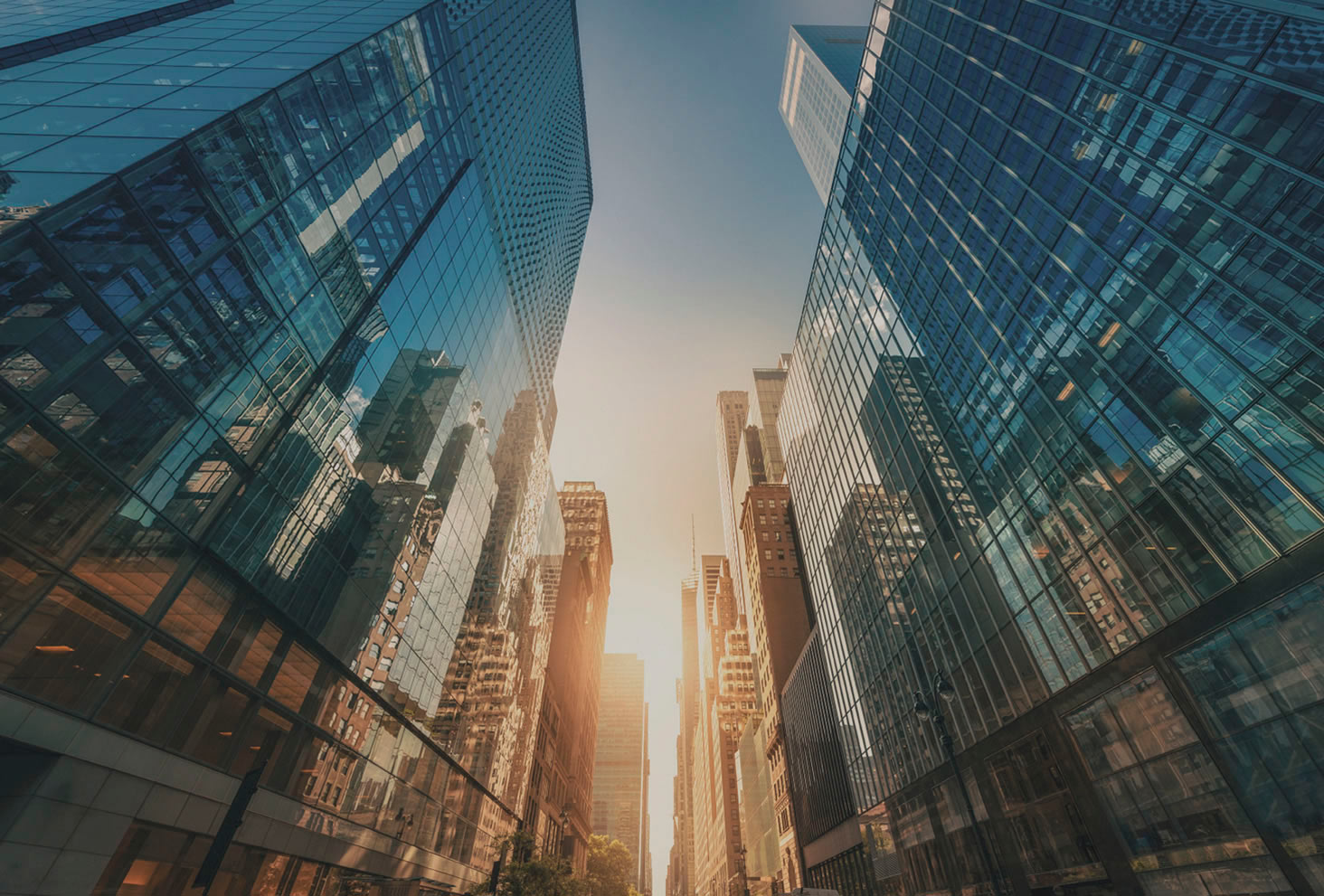 skyscrapers at sunset